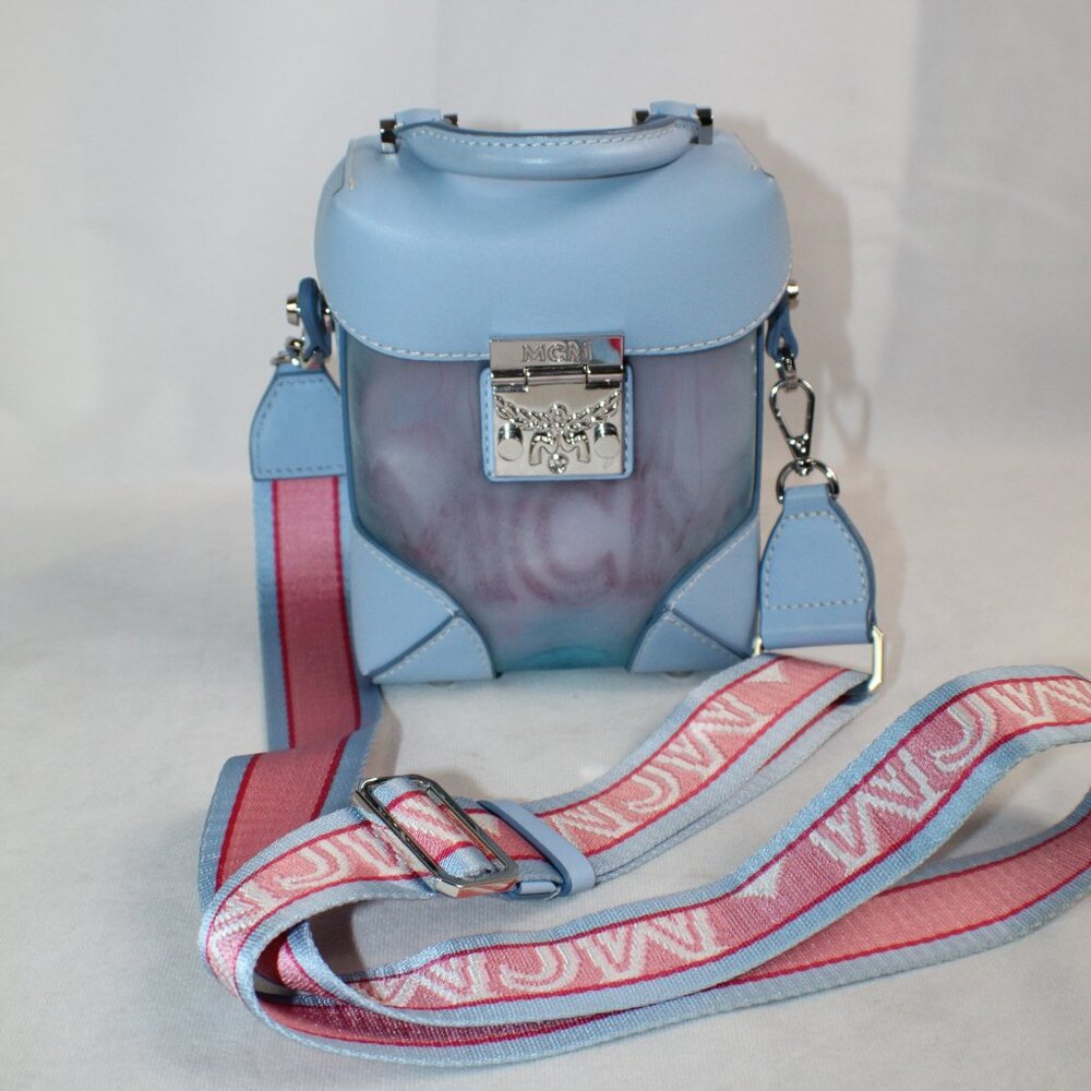 MCM Blue Berlin Mini Transparent Crossbody Bag